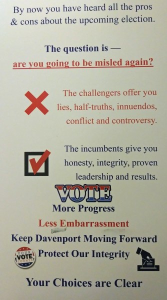 Davenport Moving Forward Postcard Election 2019